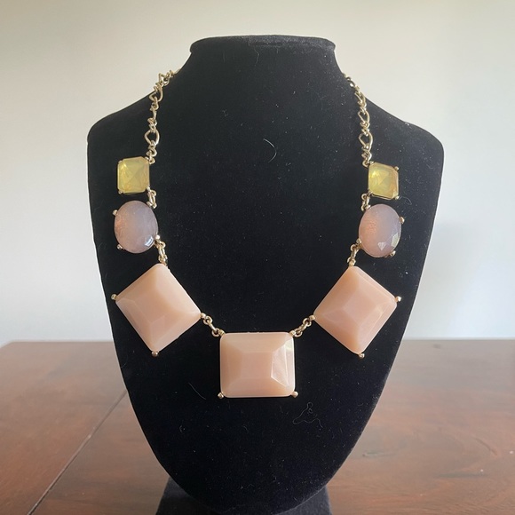 Choker blush purple and yellow. Gold tone chain lobster clasp marked The Limited - Picture 2 of 4